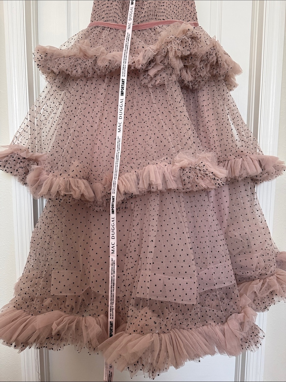 Mac Duggal 20776 Pink Sleeveless Dot Net Ruffle Dress Size 10 NWT - Picture 11 of 14